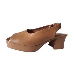 Jeffrey Campbell Extendo Platform Sling-back Block Heel Leather 11 Brown Sandals